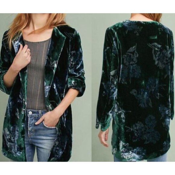 Eva Franco Velvet  Floral Jacket Size Large - Picture 2 of 9